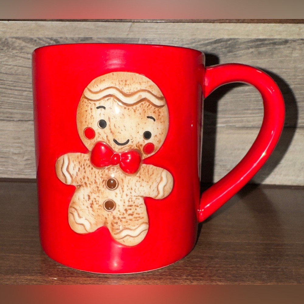 Cute 🥰 Red Gingerbread Man Mug “Joy To The World “ by Holiday Market